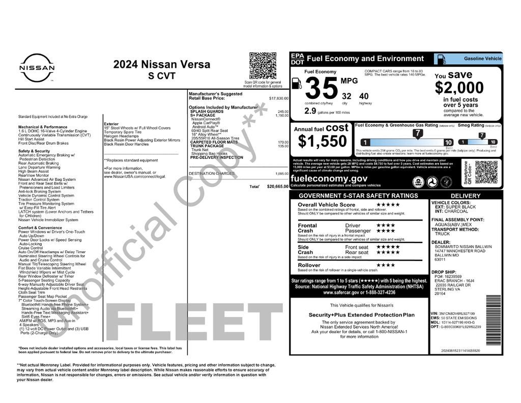 2024 Nissan Versa 1.6 S
