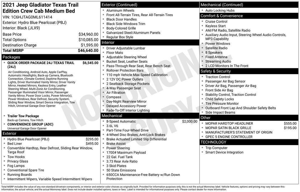 2021 Jeep Gladiator Texas Trail 4x4
