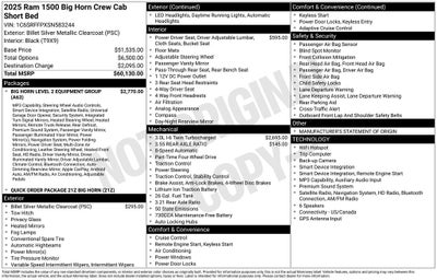 2025 RAM 1500 Big Horn Crew Cab 4x4 5'7' Box