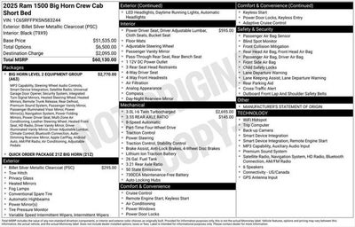 2025 RAM 1500 Big Horn Crew Cab 4x4 5'7' Box