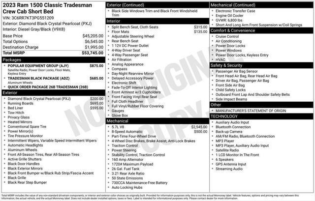 2023 RAM 1500 Classic Tradesman Crew Cab 4x4 5'7' Box