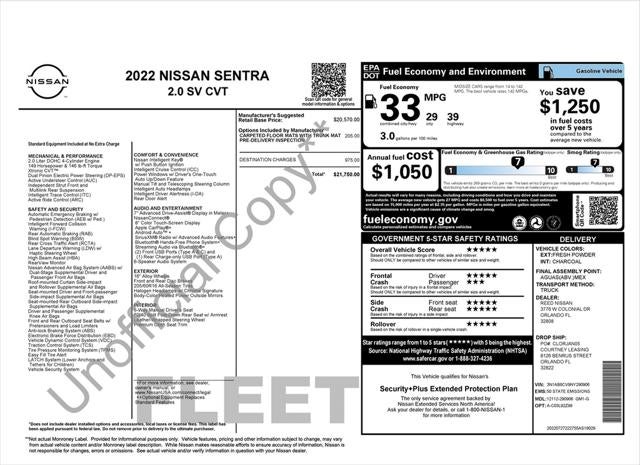 2022 Nissan Sentra SV Xtronic CVT