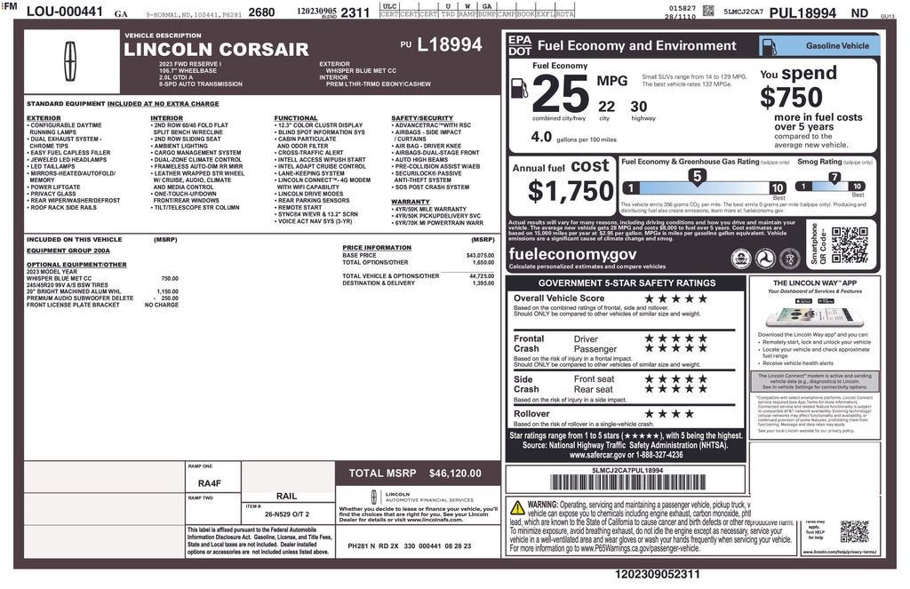 2023 Lincoln Corsair Reserve