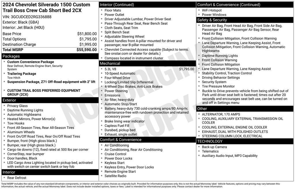 2024 Chevrolet Silverado 1500 Custom Trail Boss